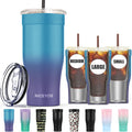 Universal Iced Coffee Sleeve - Upgraded Double Wall Reusable Stainless Steel Holder Sleeves Insulator for Cold Drinks Fits Starbucks Dunkin Donuts McDonalds Small Medium Large Cup (Aurora)