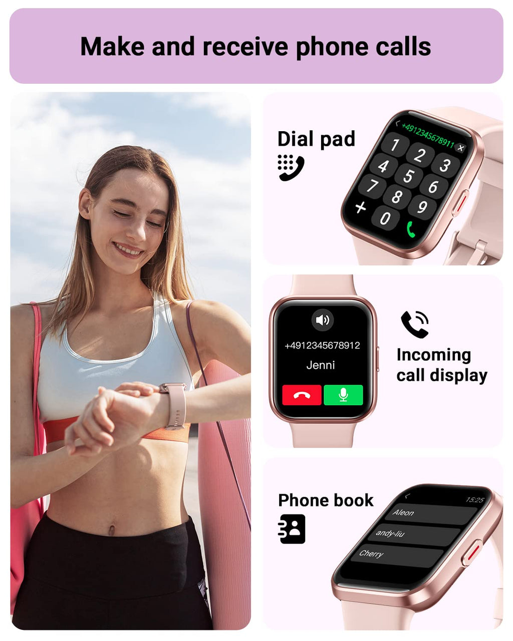 Tensky Smart Watch for Men/Women Android/iPhone/Samsung, Alexa Built-in, 1.8" Touch Screen Fitness Tracker with Answer/Make Calls, 3ATM Waterproof Heart Rate/Sleep/SpO2 Monitor, 120+ Sport Modes