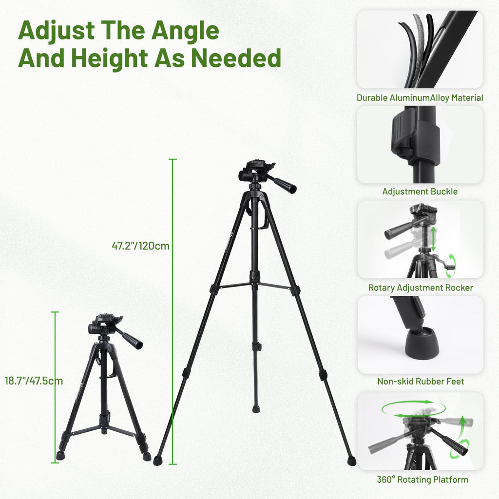 Huepar B03CG Professional 3D Laser Level 360° Self Leveling with 50" Tripod, 3x360 Niveau Laser Tool, 3 Plane Cross Line Lazer Leveler Green Beam, Type-C Charging Port Included