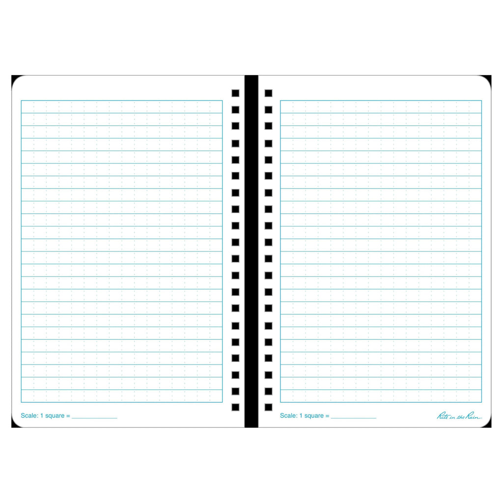 Rite In The Rain Weatherproof Stapled Notebook, 4.625" x 7", Black Cover, Universal Pattern, 3 Pack (No. 771FX)