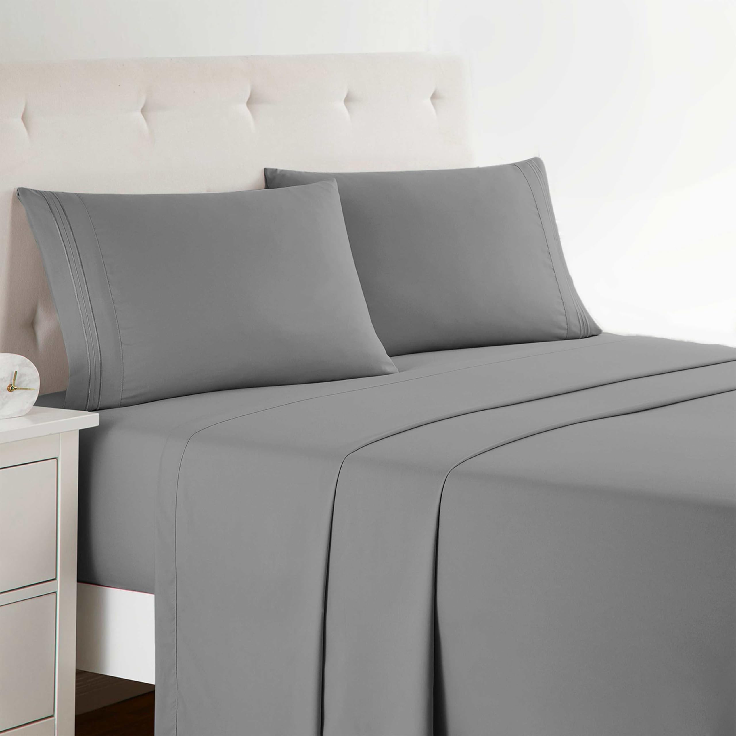 Clara Clark Bed Sheets, Premier 1800 Series 4 Piece Bed Sheet Set, Deep Pocket, Wrinkle, Fade, Stain Resistant, Luxury Soft Bedding Sheets & Pillowcases, Twin, Beach Blue