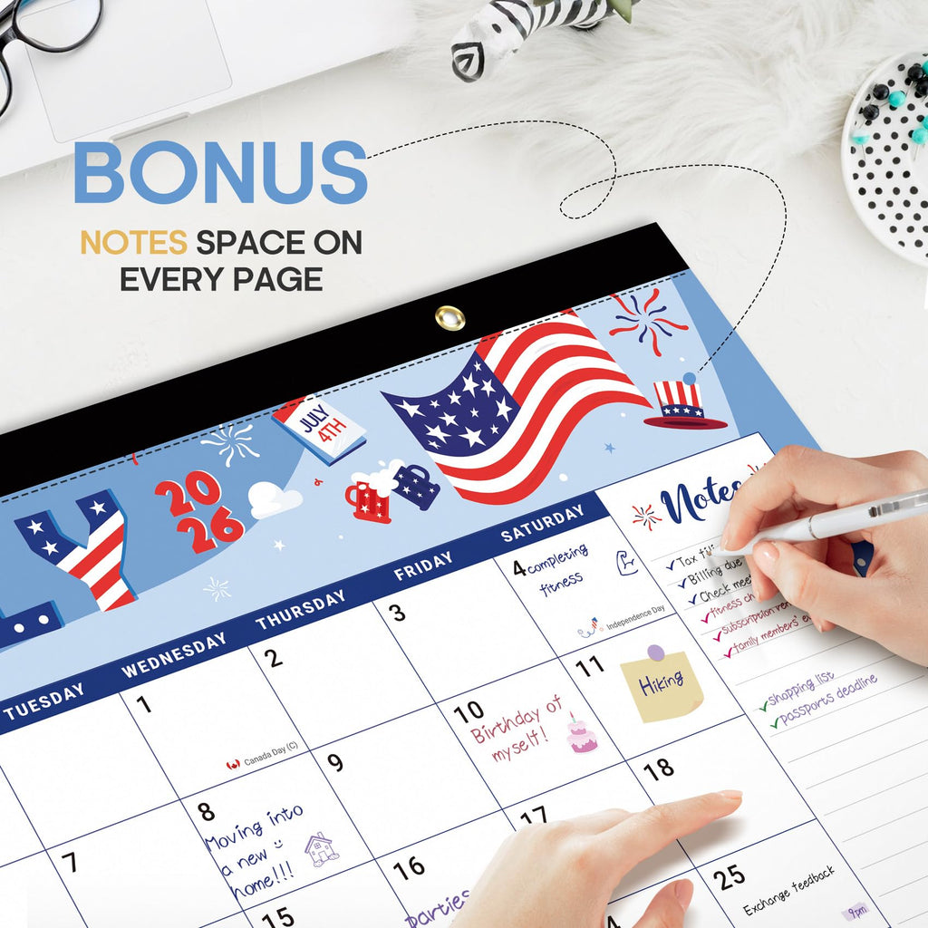 Desk Calendar 2026-2027, 21-Month Calendar Runs Until June 2027, Large 17" x 12" Monthly Desktop & Wall Calendar for Home & Office - Floral