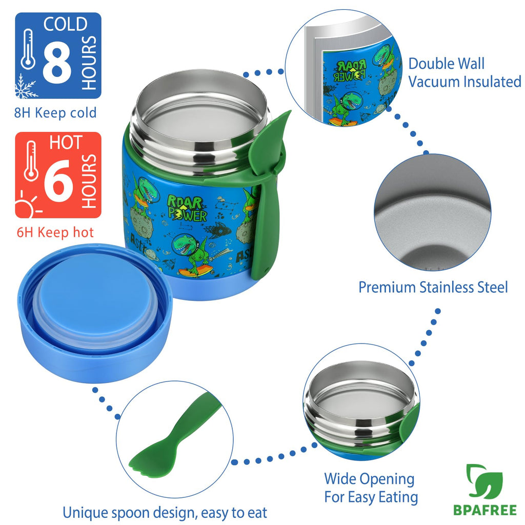 Bento Lunch Box Set for Kids with 10oz Soup Thermo, Leak-Proof Lunch Containers with 4 Compartment, Kids Thermo Hot Food Jar and Insulated Lunch Bag for Kid to School,BPA-Free(Basketball)