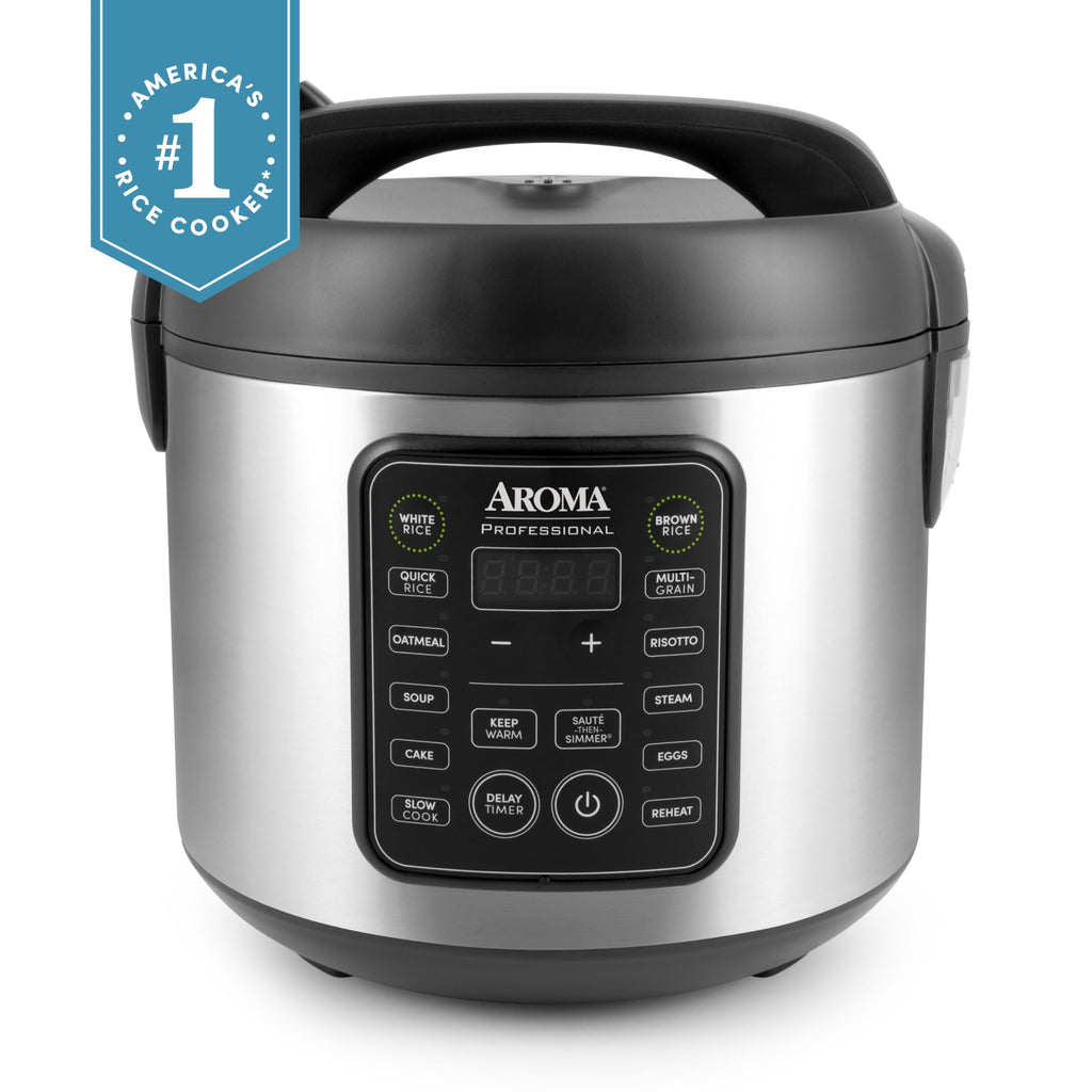 AROMA Digital Rice Cooker, 4-Cup (Uncooked) / 8-Cup (Cooked), 2 Qt, Steamer, Multicooker, Slow Cooker, Oatmeal Cooker, Auto Keep Warm, Stainless Steel Exterior