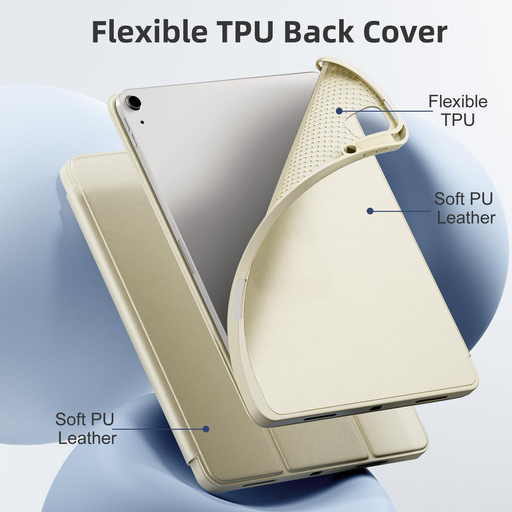Akkerds Compatible for iPad Air 13 Inch Case (M4/M3/M2) 2026/2025/2024 with Pencil Holder, Trifold Stand Protective Cover/Soft TPU Back for iPad Air 13 Case, Supports Touch ID, Auto Wake/Sleep, Black