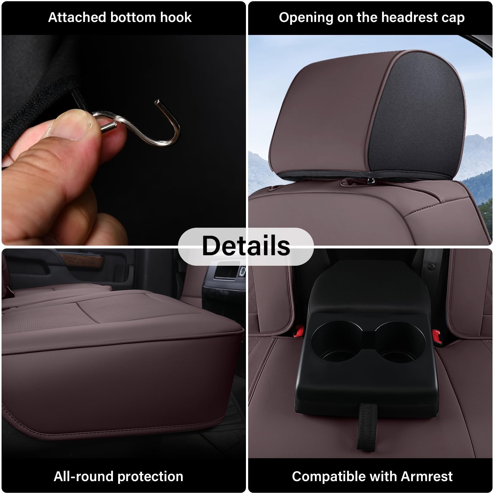 Coverado Chevy Silverado Seat Covers, Faux Leather Seat Covers Fit for Chevy Silverado GMC Sierra 2007-2025 1500, 2015-2025 2500HD 3500HD Crew Double Extended Cab (Front, Black)