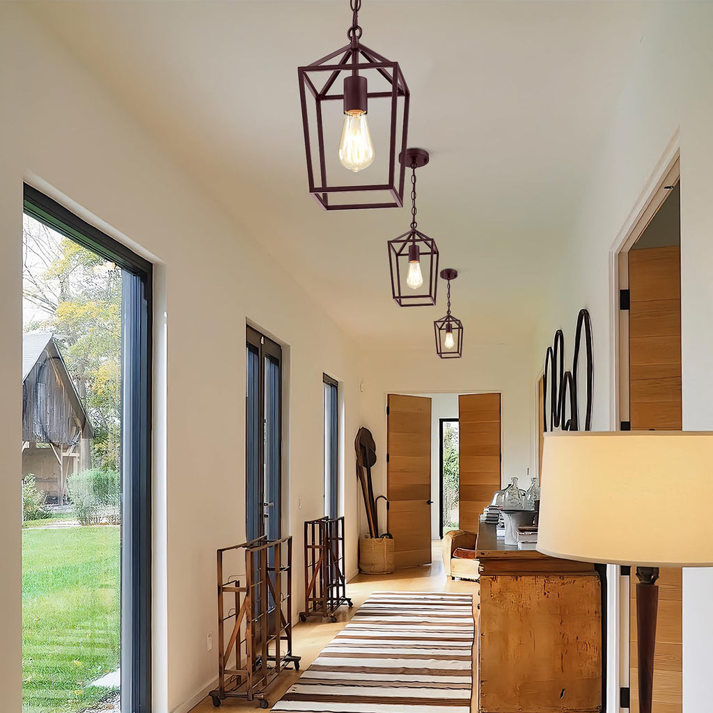 Sheetea 2-Pack Gold Pendant Lights Kitchen Island, Modern Mid Century Light Fixtures Hanging Lamp for Kitchen, Farmhouse Kitchen Pendant Lighting Over Island, Metal Cage Design