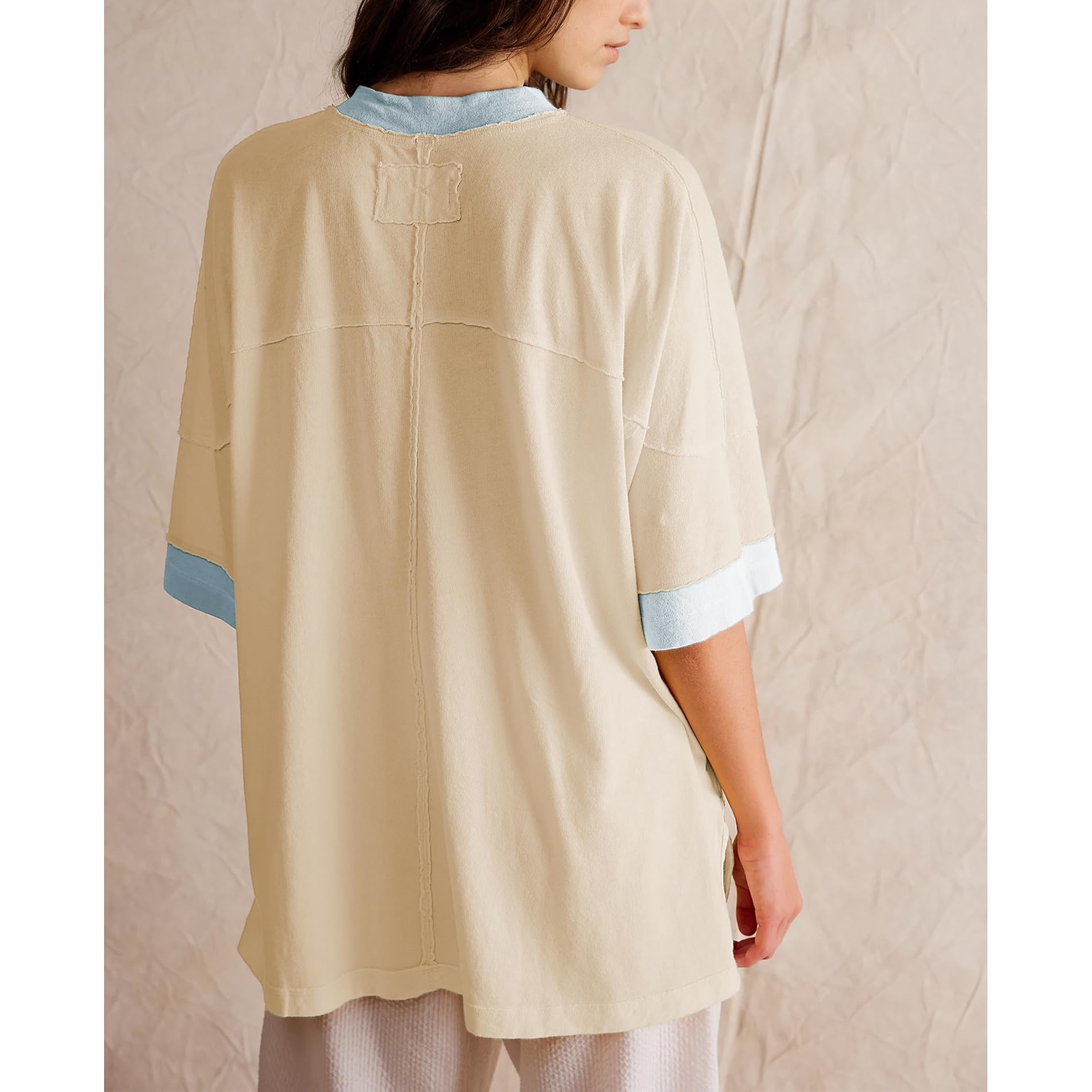 Songling Womens 3/4 Length Sleeve Casual Loose Fit Summer Tee Shirt Basics Cotton t Shirts Trendy Tops