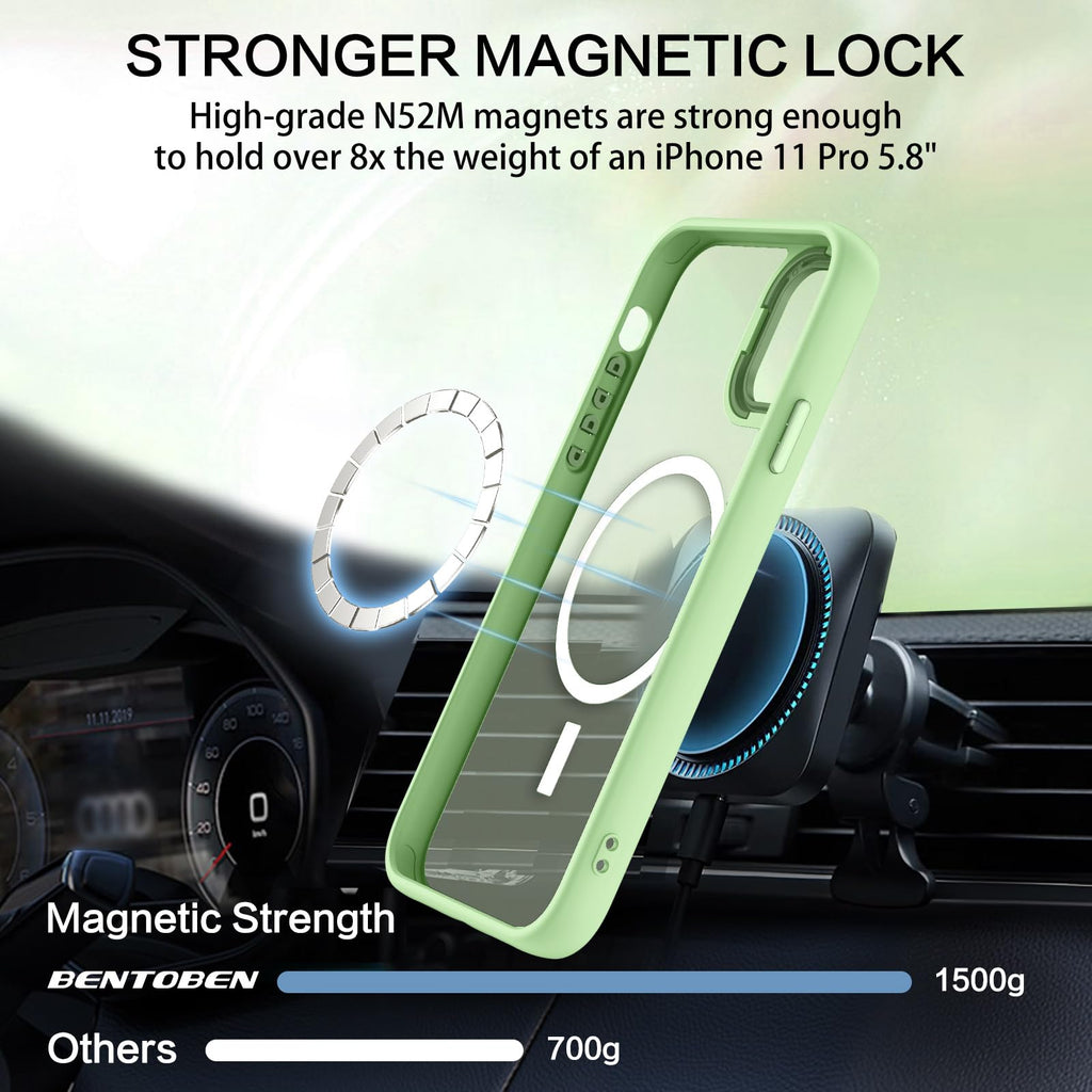 BENTOBEN for iPhone 11 Pro Case 2019 [Compatible with Magsafe] Translucent Matte Magnetic Phone Case iPhone 11 Pro 5.8" Slim Thin Shockproof Bumper Women Men Protective Cases Cover, Black