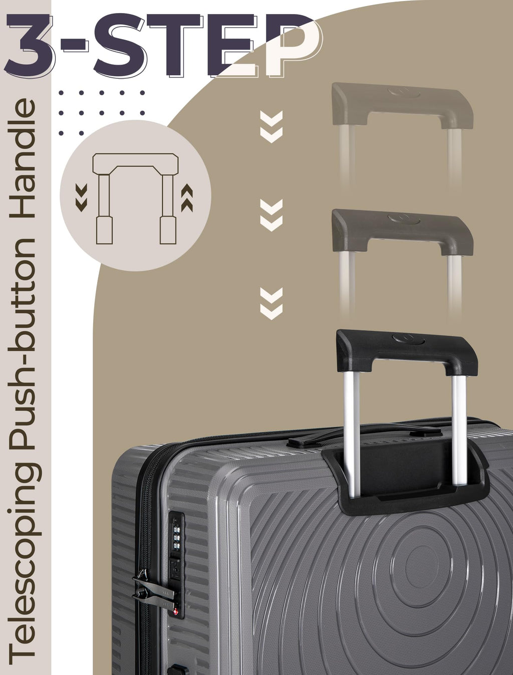 CONCEPTEN Luggage Sets,Suitcases with Wheels, Hardshell Suitcase Set, PP Carry on Luggage Set with TSA Lock, Travel Luggage (Black, Bag Type)