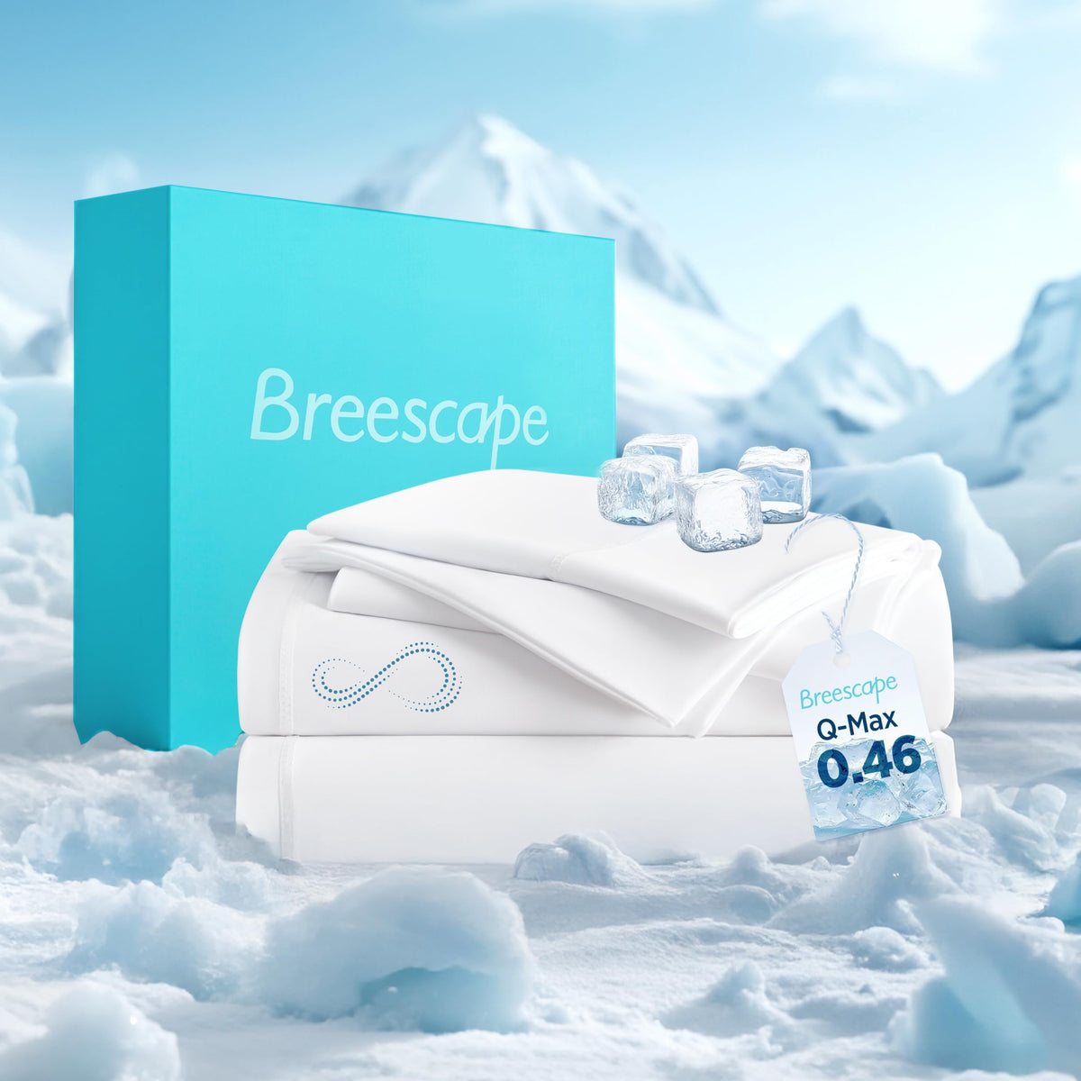 Breescape Cooling Sheet Set Full Size - BlendTek™ Dry & Cool Technology for Hot Sleepers and Night Sweats, Q-Max>0.46 Tech, Deep Pocket Up to 18", 360° Elastic Band, Twilight Blue