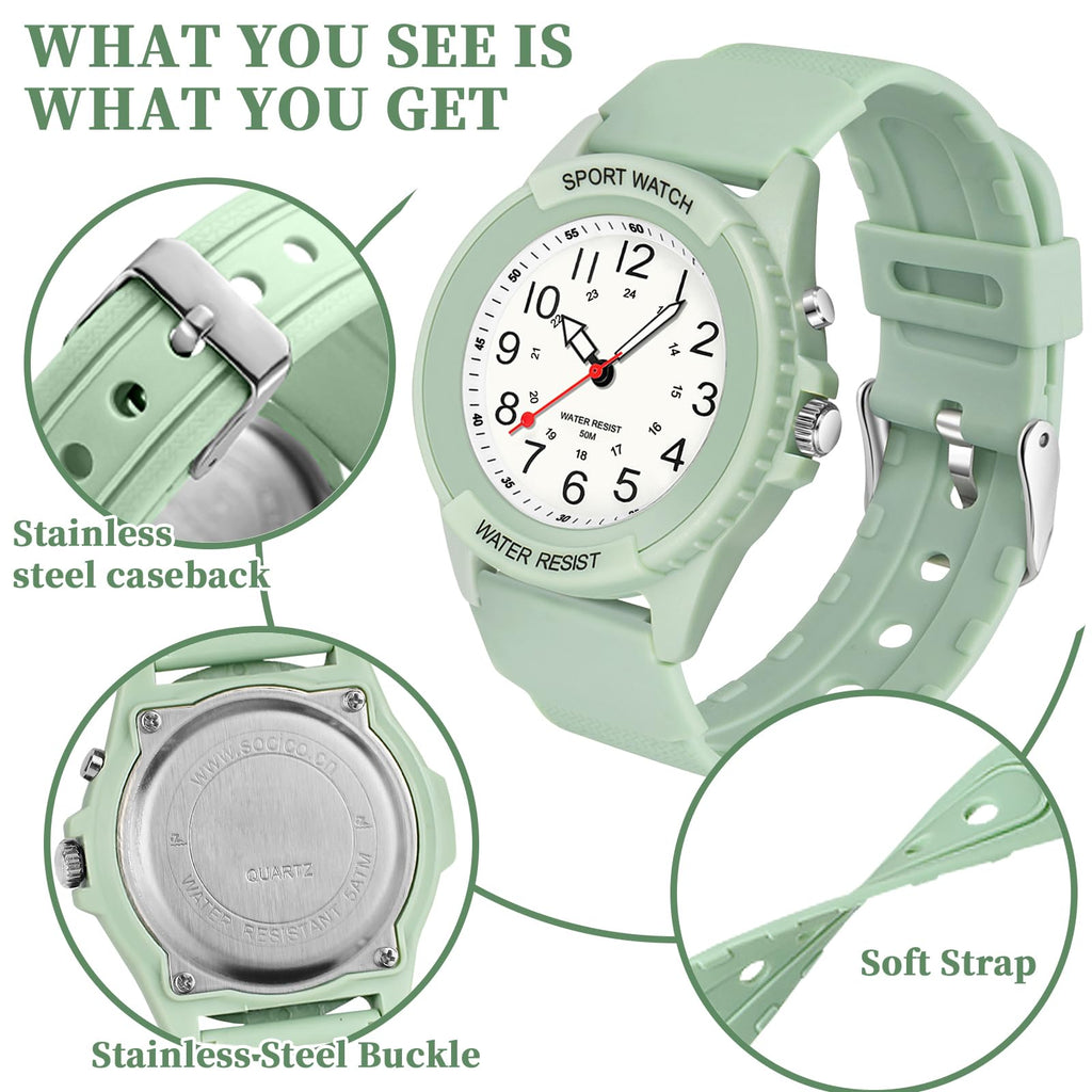 PROKING Waterproof Nurse Watch for Medical Professionals Students Women Men, Night Light, 12/24 Hour Military Time Easy to Read Dial, Second Hand Watch for Nursing Day Gifts