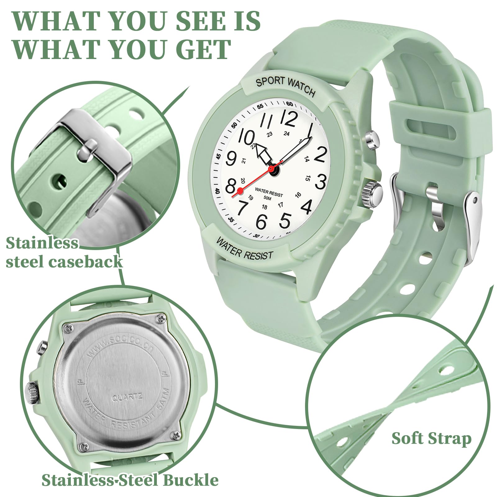PROKING Waterproof Nurse Watch for Medical Professionals Students Women Men, Night Light, 12/24 Hour Military Time Easy to Read Dial, Second Hand Watch for Nursing Day Gifts