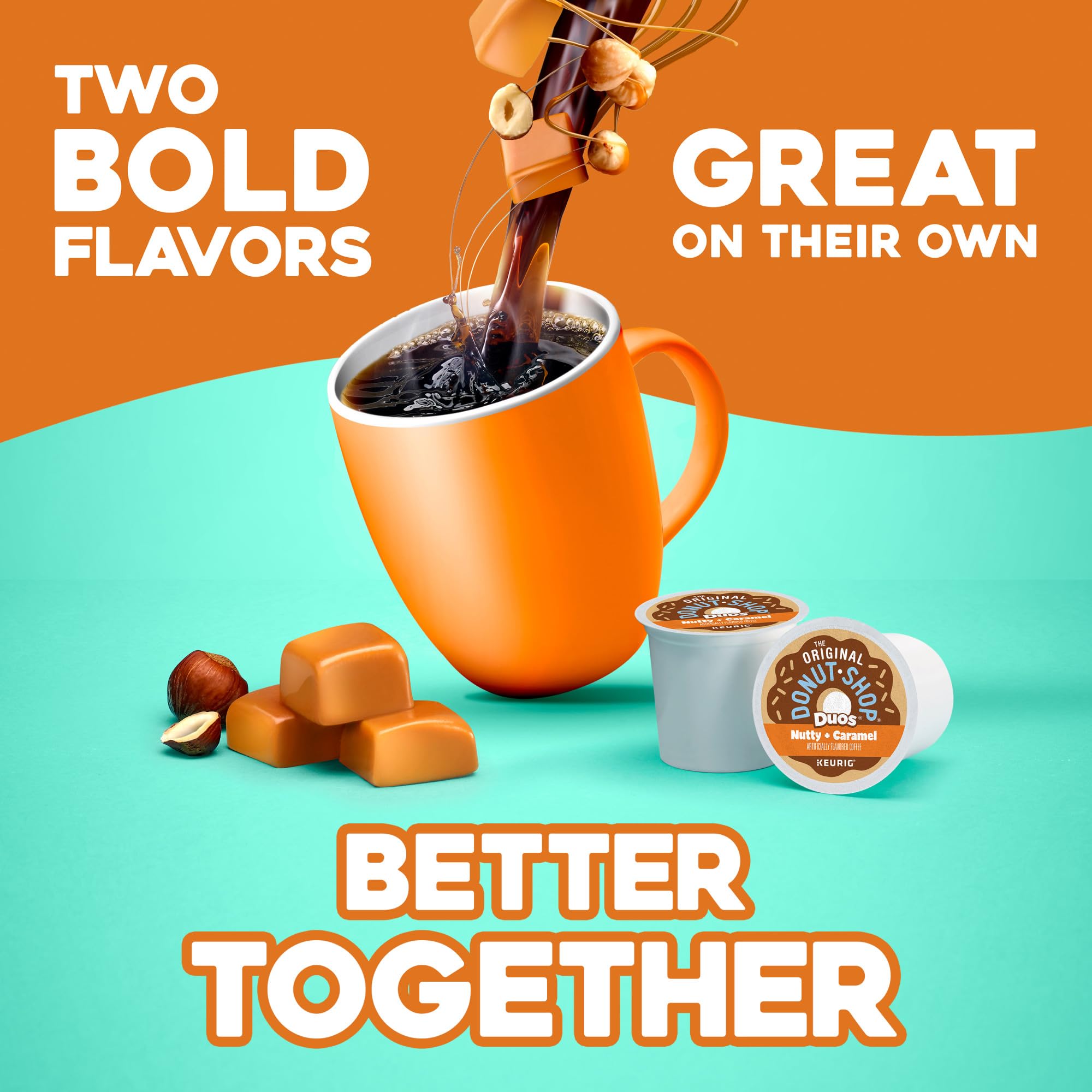 The Original Donut Shop Duos Coconut + Mocha Coffee, Keurig Single Serve K-Cup Pods, Medium Roast Coffee, 60 Count, (6 Packs of 10)