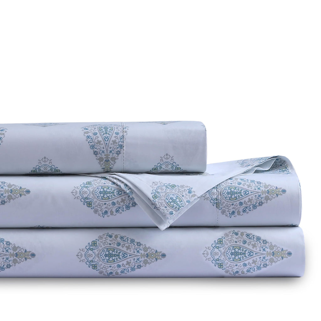 Tribeca Living 1000 Thread Count Egyptian Cotton Sheets King Size - Silky Smooth Sateen Weave for Luxurious Sleep - 22 Inch Deep Pocket 4-Piece Set in Classic Blue