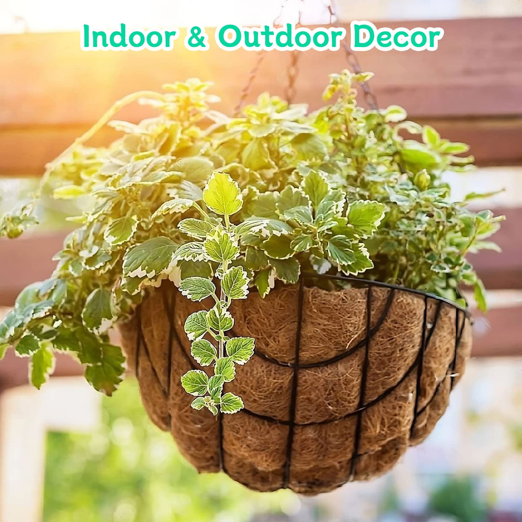 Riare 2 Pack 12 Inch Round Coco Liners Replacement, 100% Natural Coconut Coir Liners for Hanging Baskets, Garden Flower Vegetables Planter Pot, Window Box, Fence, Decks