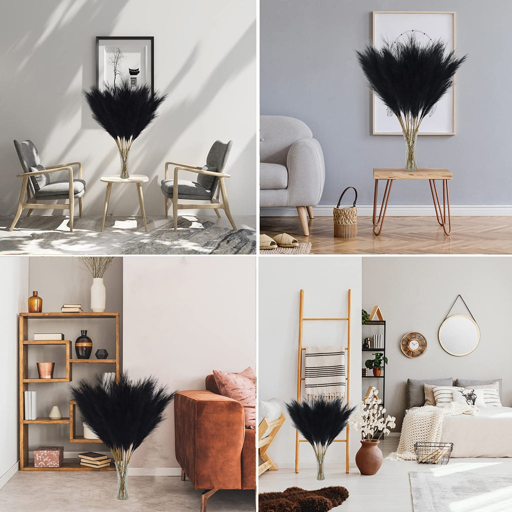 FOTEEWL 8 PCS Faux Pampas Grass Decor 38"/3.1FT Tall Fake Pompas Floral Large Artificial Pompous Grass Branches Plants for Floor Vase Filler Home Boho Decoration (Cream/Beige)