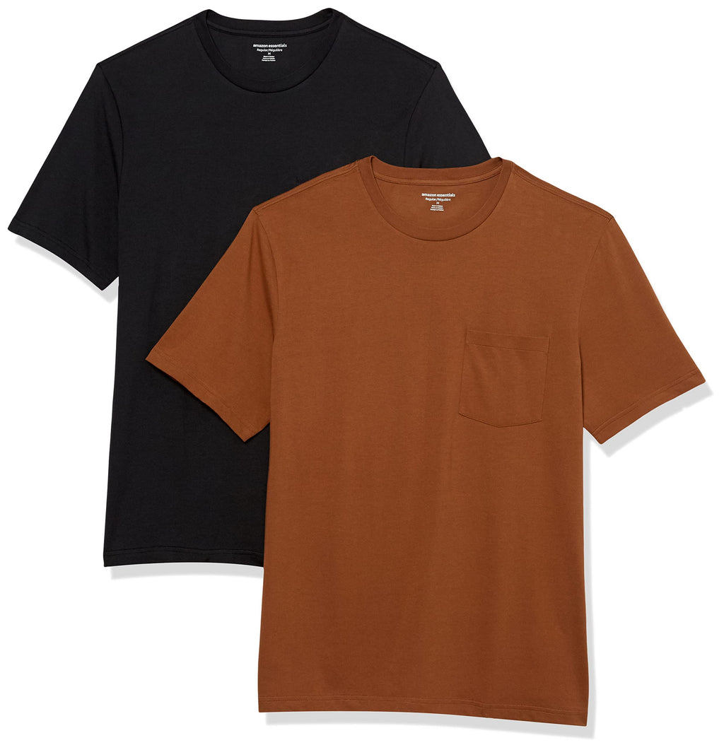 Amazon Essentials Men's Short-Sleeve Crewneck Pocket T-Shirts, Pack of 2