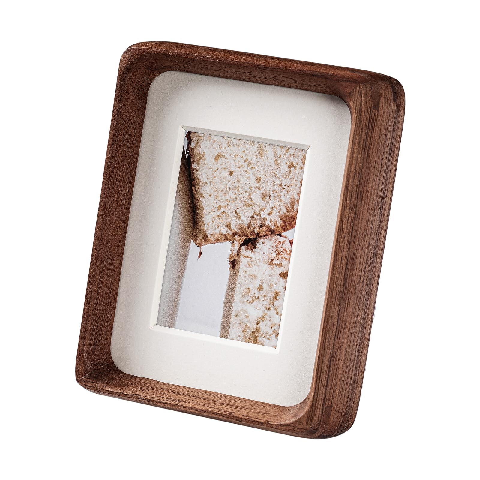 Mini Wood Picture Frame,Small Picture Frames 2x3 with Tiny Mat | Cute Polaroid Picture Frame,Teak Solid Natural Wood Tiny Photo Frame, Tabletop and Wall Mounting
