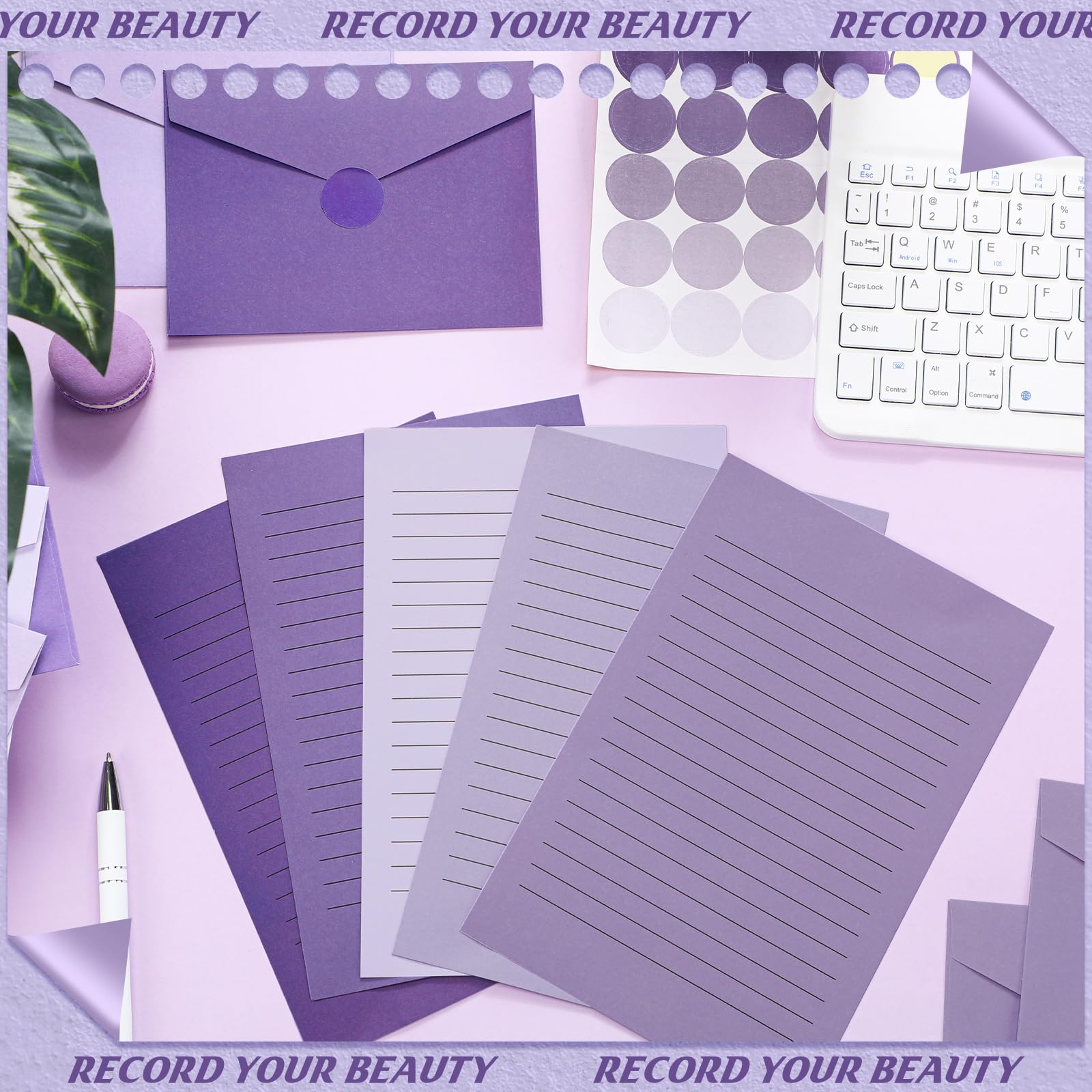100 Pcs Stationery Lined Stationery Paper and Envelopes Set Includes 50 Letter Writing Paper and 50 Envelope for Office, 5.5 x 8.25 Inch(Blue)