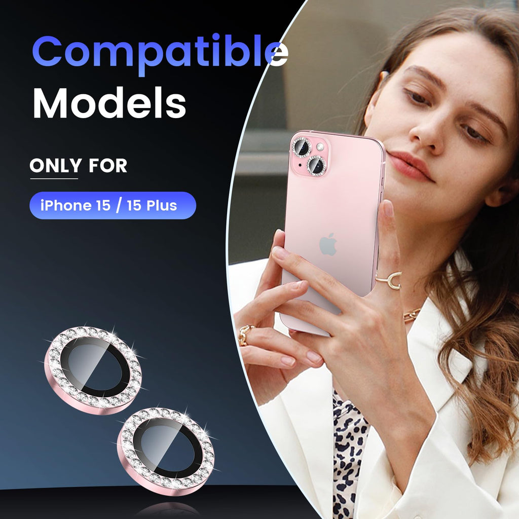 Tensea for iPhone 13 mini/iPhone 13 Camera Lens Protector, 9H Tempered Glass Camera Cover Screen Protector Metal Individual Ring for iPhone 13mini 5.4 inch /13 6.1 inch