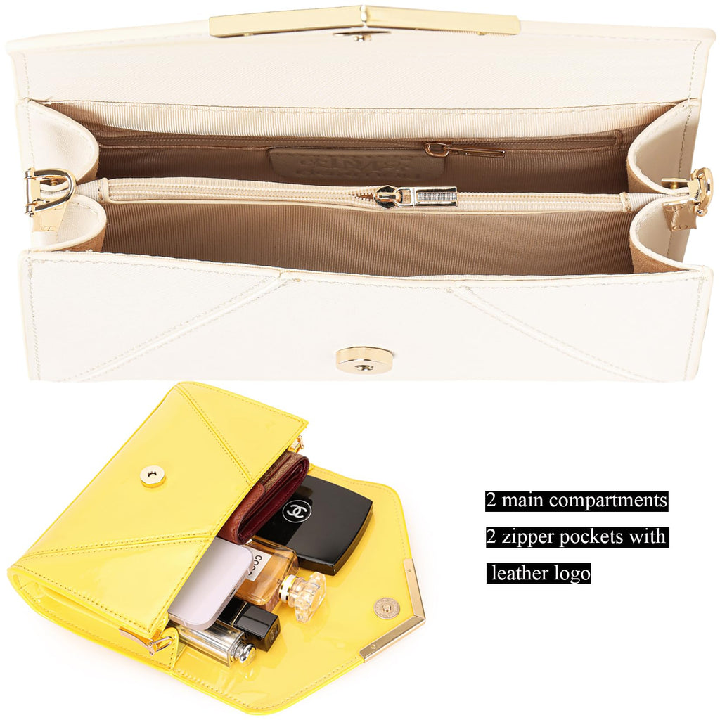 DEXMAY Women Envelope Clutch Faux Saffiano Leather Evening Handbag Foldover Clutch Bag Formal Dressy Purse