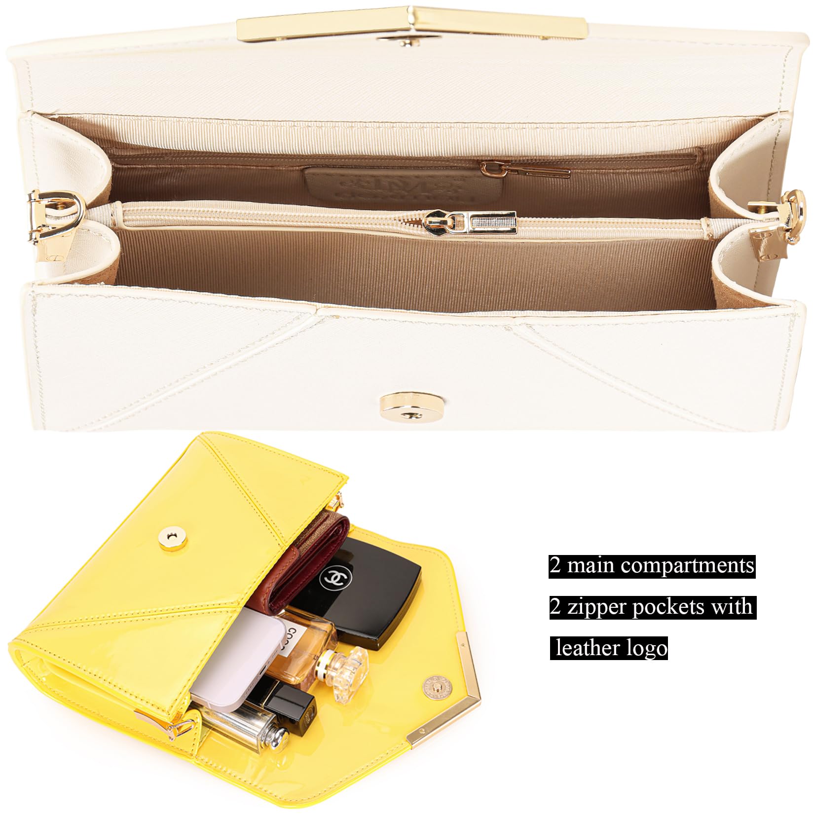 DEXMAY Women Envelope Clutch Faux Saffiano Leather Evening Handbag Foldover Clutch Bag Formal Dressy Purse