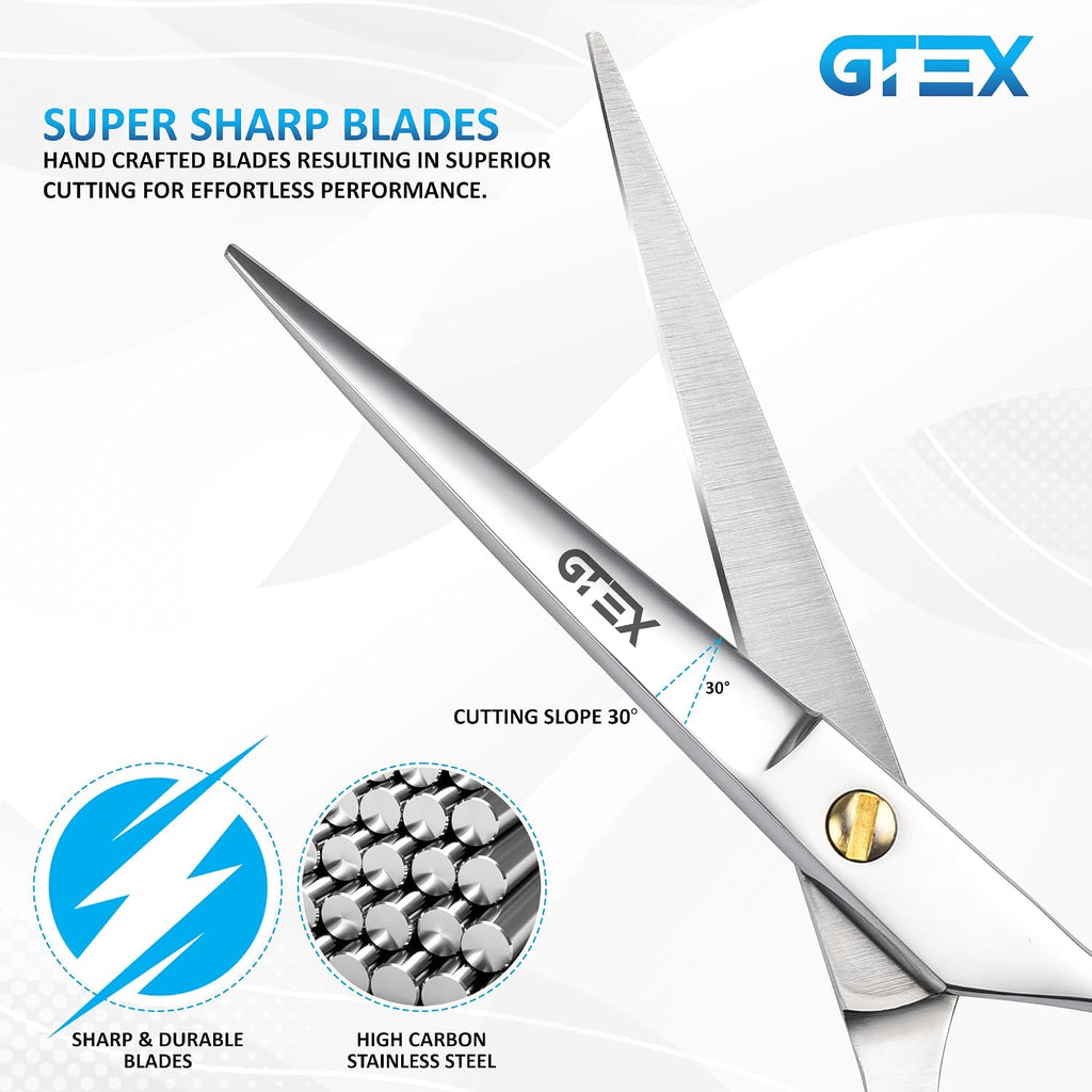 GTEX Hair Scissors, 6.5 inch Professional Hair Cutting Scissors for Women Men Adults - Barber Scissors Hair Shears - Super Sharp Haircut Scissors - Tijeras De Peluqueria Profesional