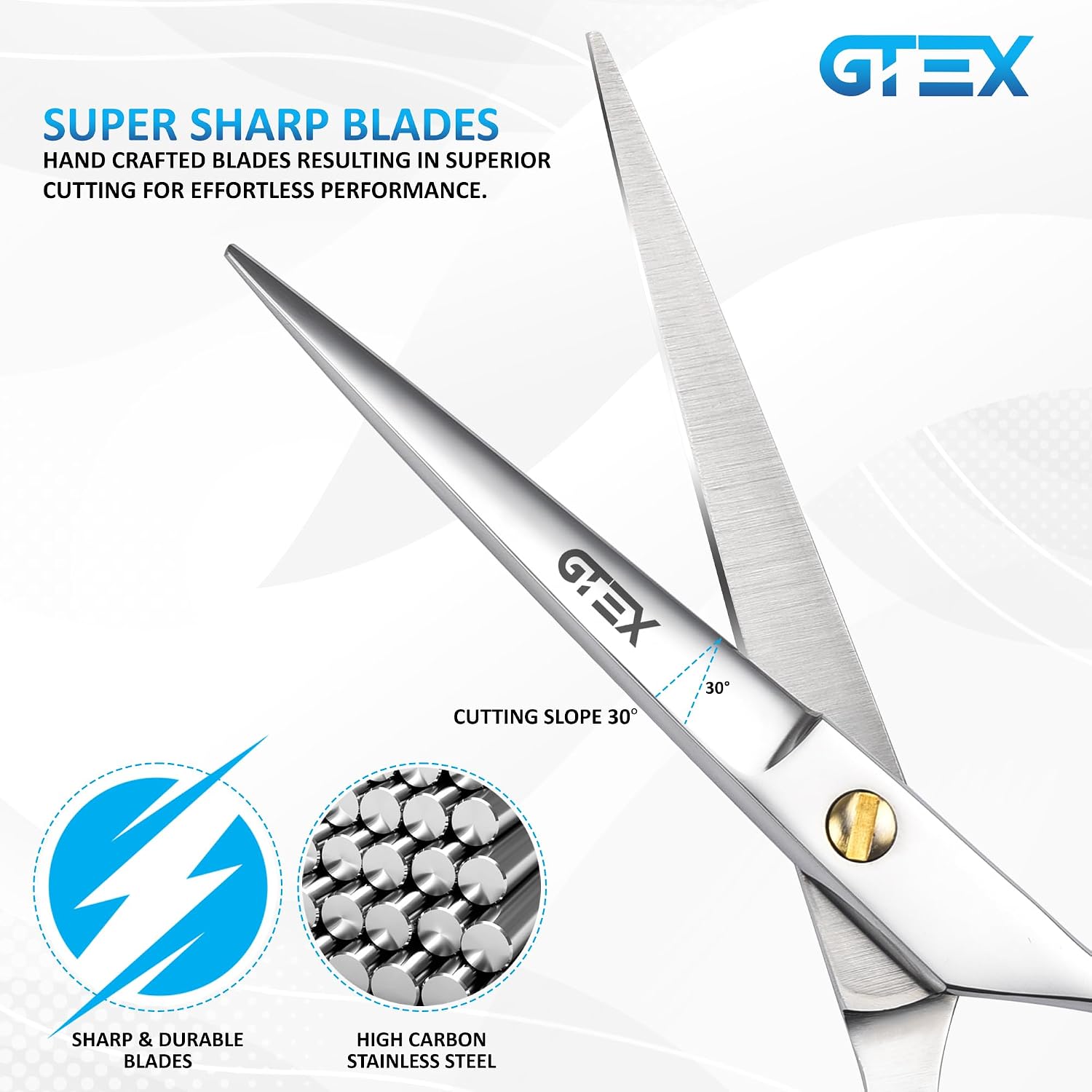 GTEX Hair Scissors, 6.5 inch Professional Hair Cutting Scissors for Women Men Adults - Barber Scissors Hair Shears - Super Sharp Haircut Scissors - Tijeras De Peluqueria Profesional