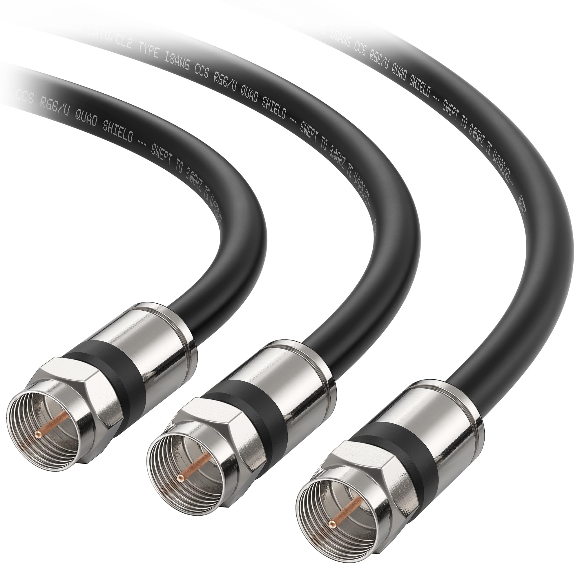Cable Matters Short RG6 Coaxial Cable - 1.5ft, [CL2 Rated for in-Wall Use](CM) Quad Shield Coaxial Cable, RG6 Coax Cord for TV, Digital Router, Satellite Receiver and More, Black