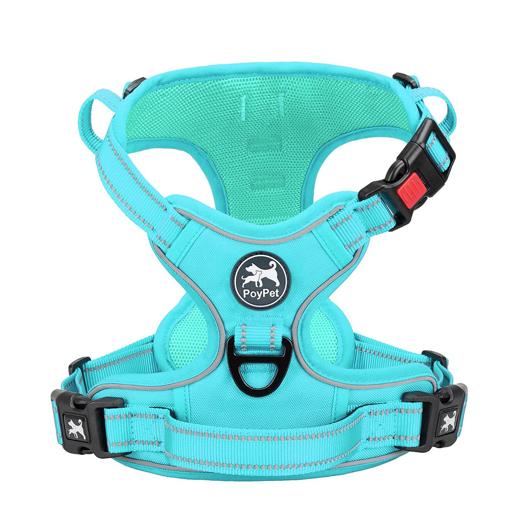 PoyPet No Pull Dog Harness, No Choke Front Lead Dog Reflective Harness, Adjustable Soft Padded Pet Vest with Easy Control Handle for Small to Large Dogs(Black,XS)