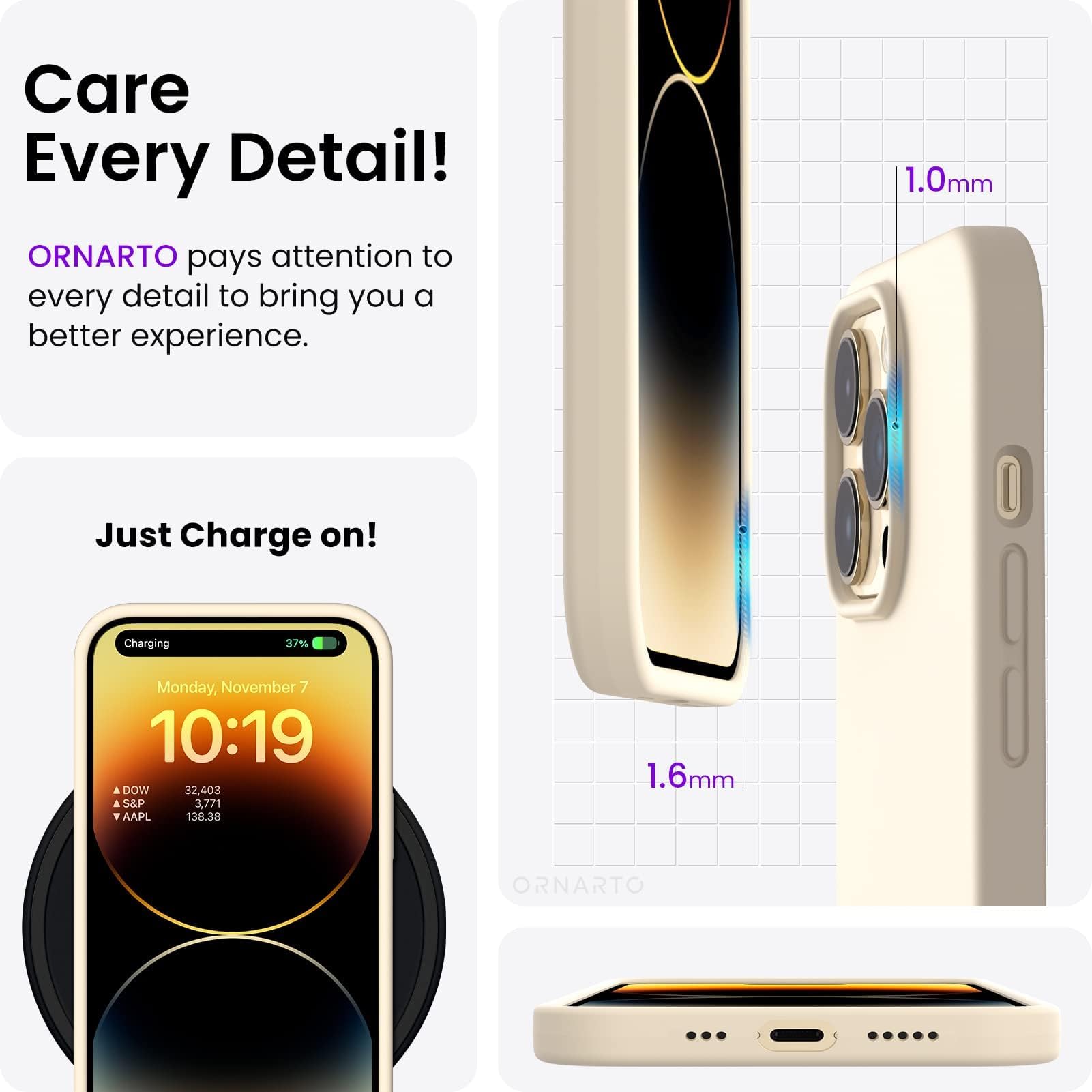 ORNARTO Compatible with iPhone 14 Pro Case 6.1, Slim Liquid Silicone 3 Layers Full Covered Soft Gel Rubber Phone Case Protective Cover with Microfiber Lining 6.1 inch-Baby Blue