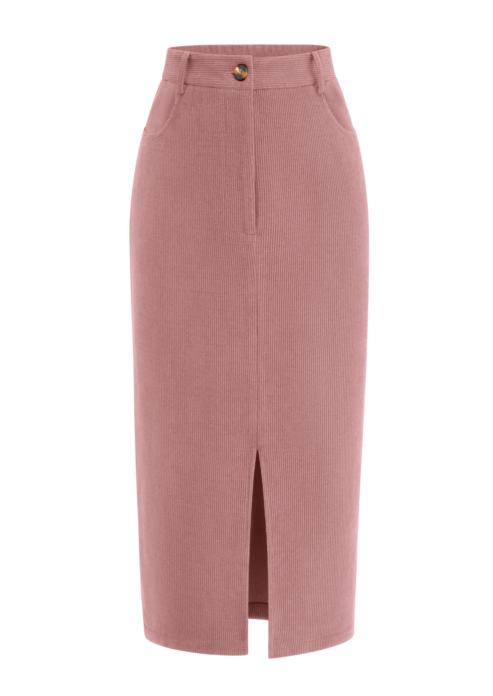 PRETTYGARDEN Corduroy Skirt Women Fall Midi Pencil Skirts | High Waisted Fashion Bottoms, Trendy Front Slit, Pockets, Comfy Dressy Clothes for Winter Casual Outings, Date Nights & Work