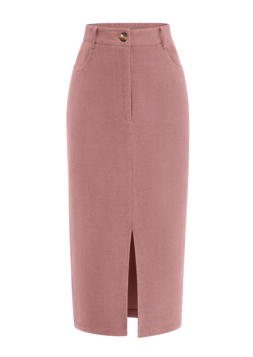 PRETTYGARDEN Corduroy Skirt Women Fall Midi Pencil Skirts | High Waisted Fashion Bottoms, Trendy Front Slit, Pockets, Comfy Dressy Clothes for Winter Casual Outings, Date Nights & Work