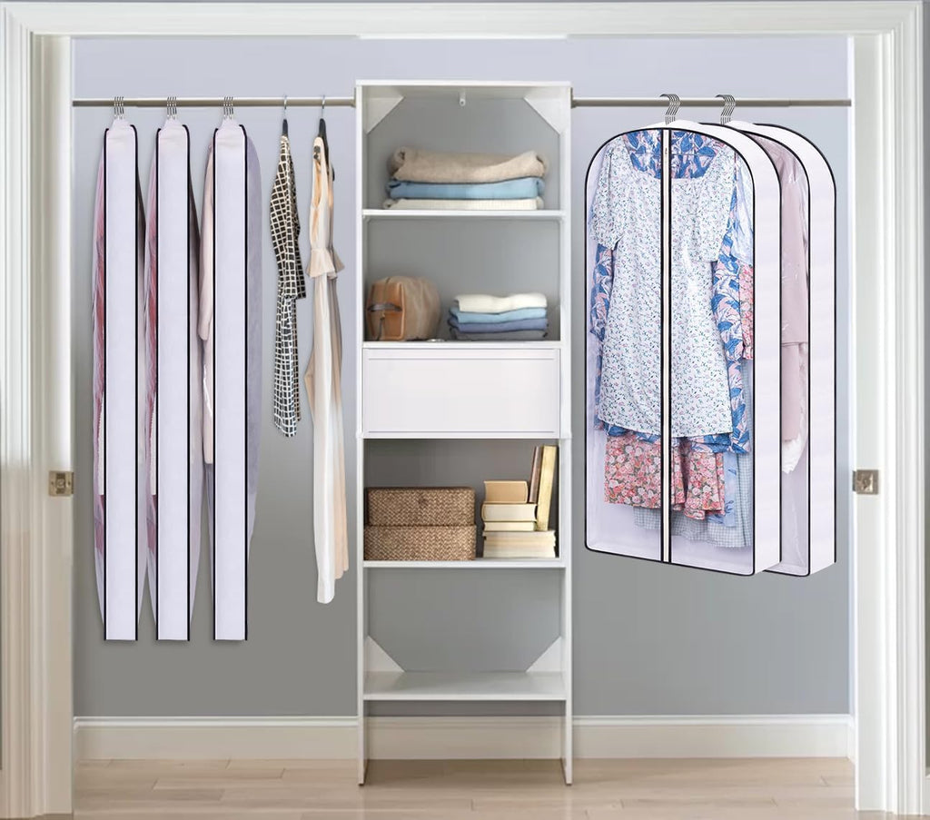 SLEEPING LAMB 60" Gusseted Garment Bags for Closet Storage Clear Dress Bag Hanging Clothes Storage for Long Gowns, Coats, Sweaters, 2 Packs