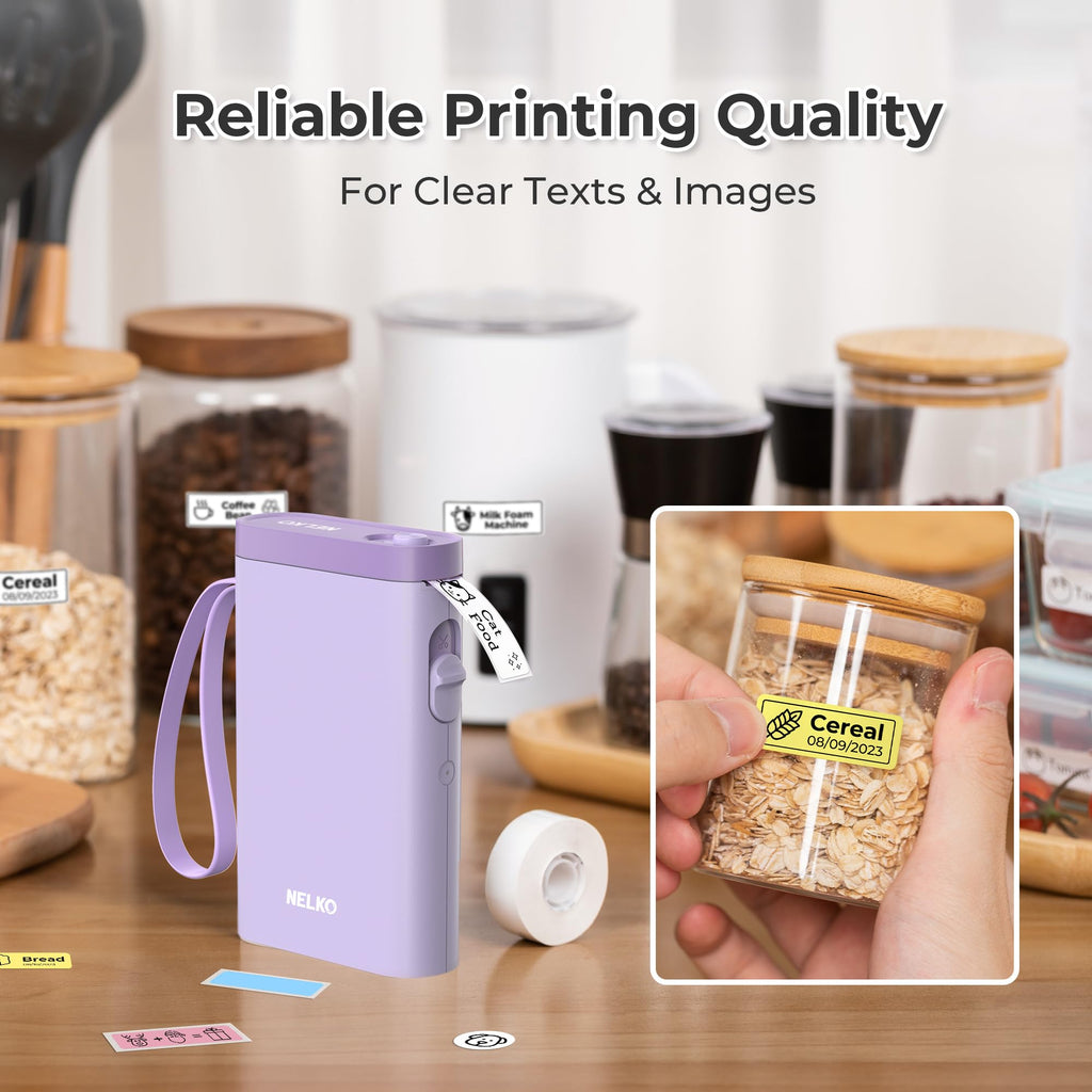 Nelko Label Maker Machine with Tape, P21 Bluetooth Label Printer, Wireless Mini Label Makers with Multiple Templates for School Office Home, White