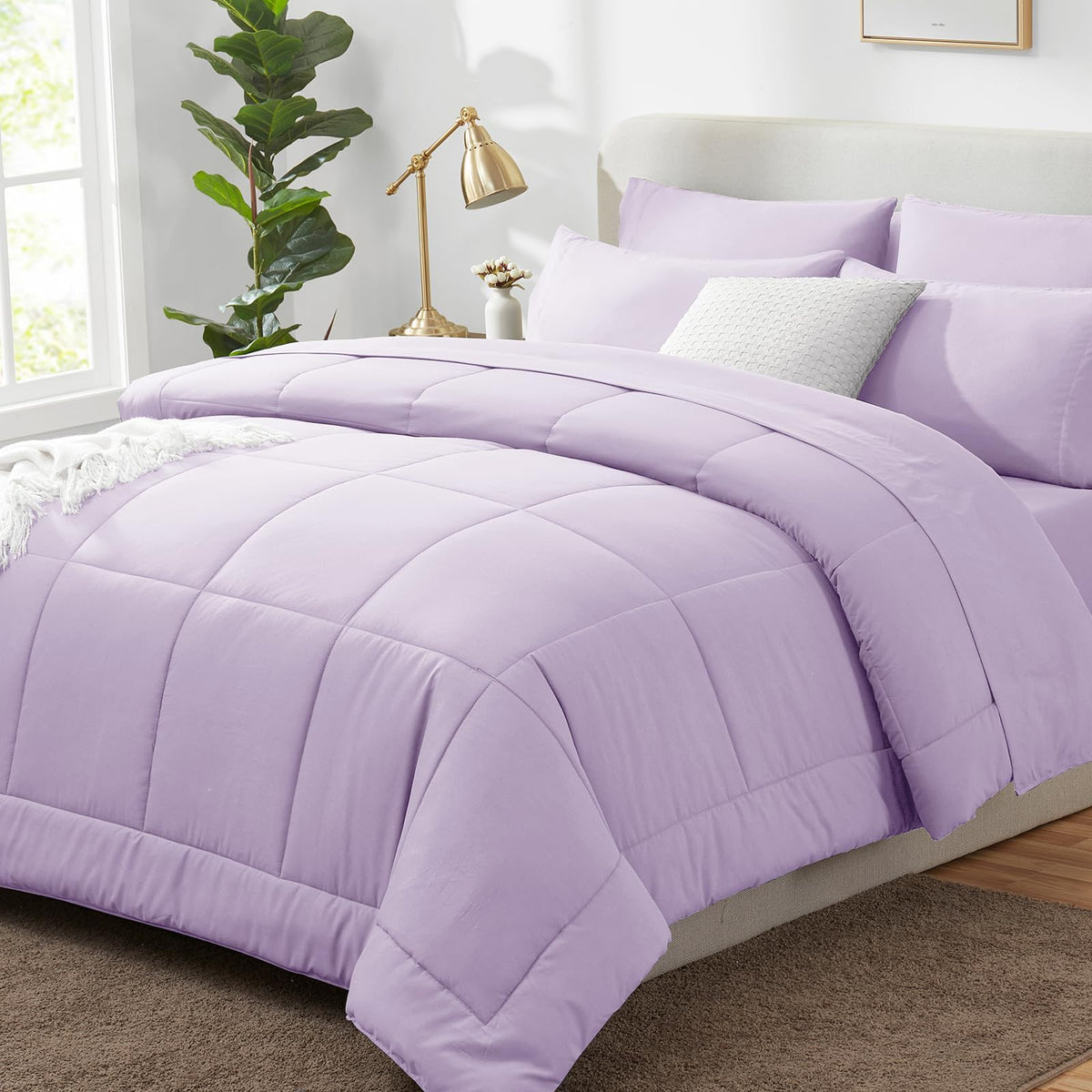CozyLux Twin XL Comforter Set Baby Blue, 5 Pieces Twin Extra Long Bed in a Bag for College Dorm, All Season Bedding Set with Stitch Quilted Comforter, Flat Sheet, Fitted Sheet, Pillowcases