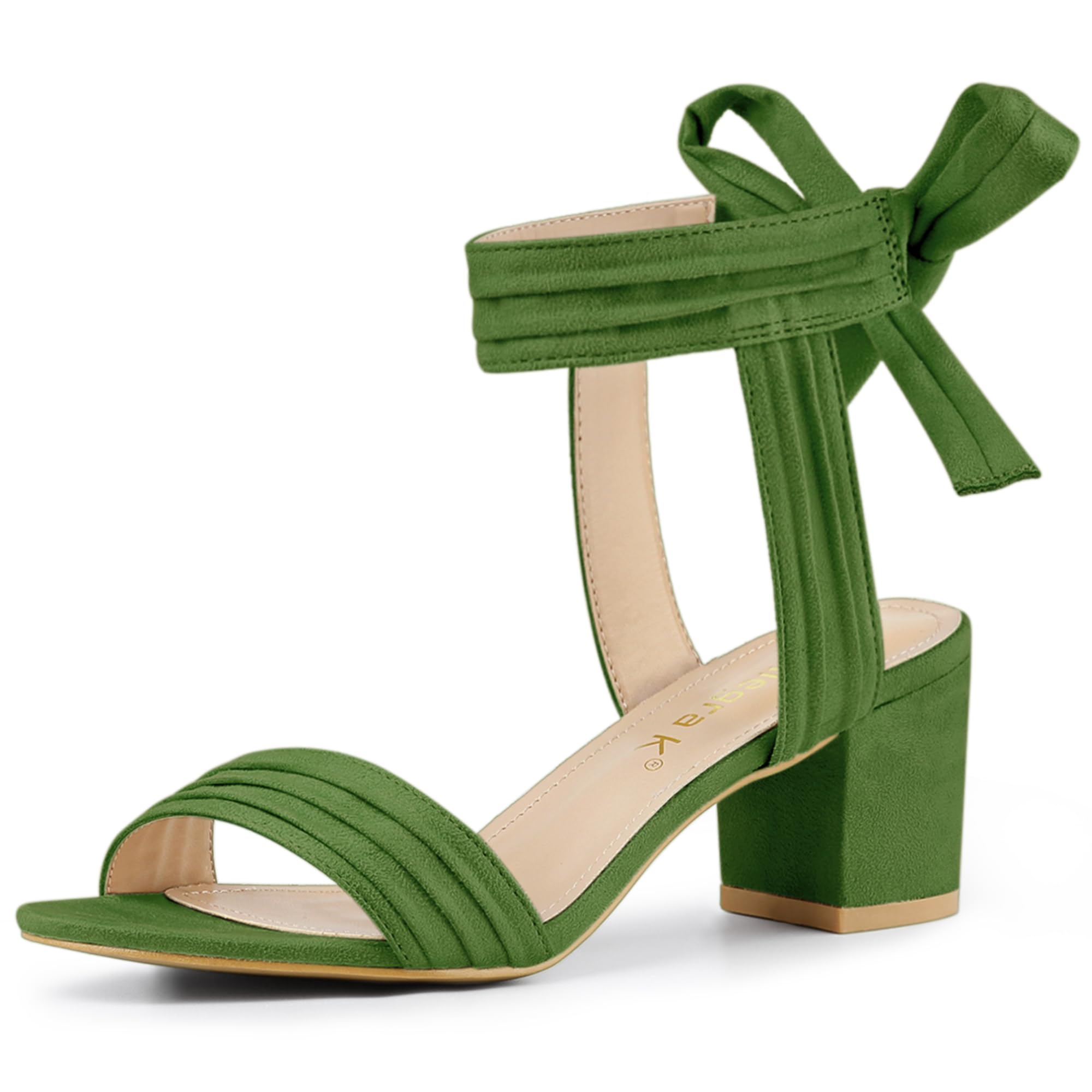 Allegra K Women's Open Toe Ankle Tie Back Block Heels Sandals