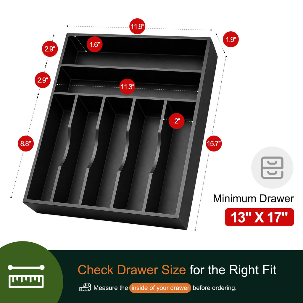 Expandable Acacia Kitchen Drawer Organizer for Cutlery and Utensils, Adjustable Acacia Wood Cutlery Tray in Drawer for Flatware and Silverware in Kitchen