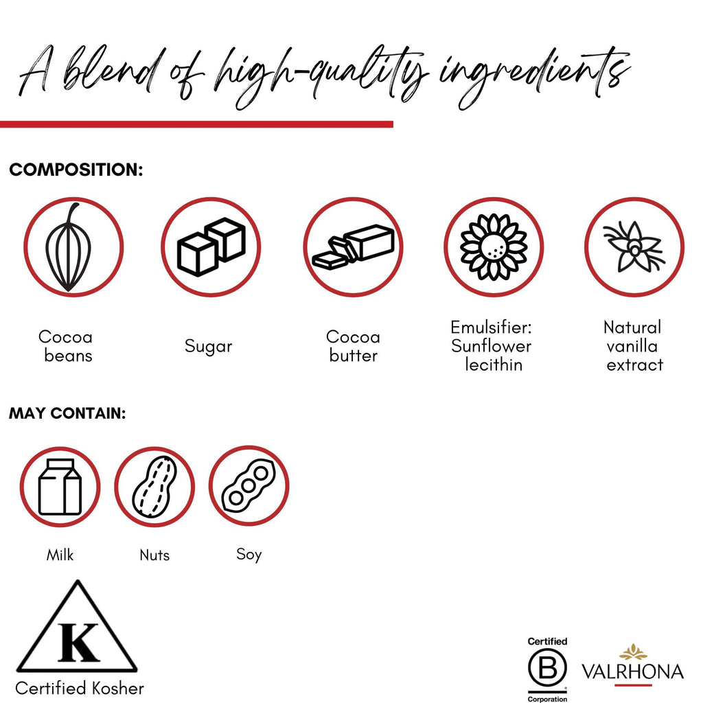 Valrhona Premium Baking Chocolate Discs (Feves), Creamy Milk JIVARA 40% w/Hints of Vanilla and Malt, and Dark Chocolate GUANAJA 70% w/Intense & Smooth with Bitter Notes, For Cookies, Cakes, and more