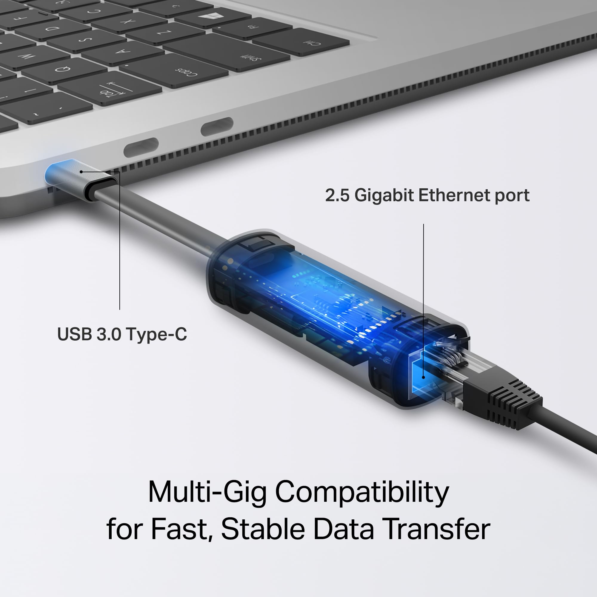 TP-Link Ethernet Splitter 1 to 2, 1000 Mbps High Speed Dual-Port Internet Splitter, Compatible w/ Cat8/7/6/5e/5, USB-C & Ethernet Cables Included, Aluminum Case, Plug and Play for Routers & More EH210