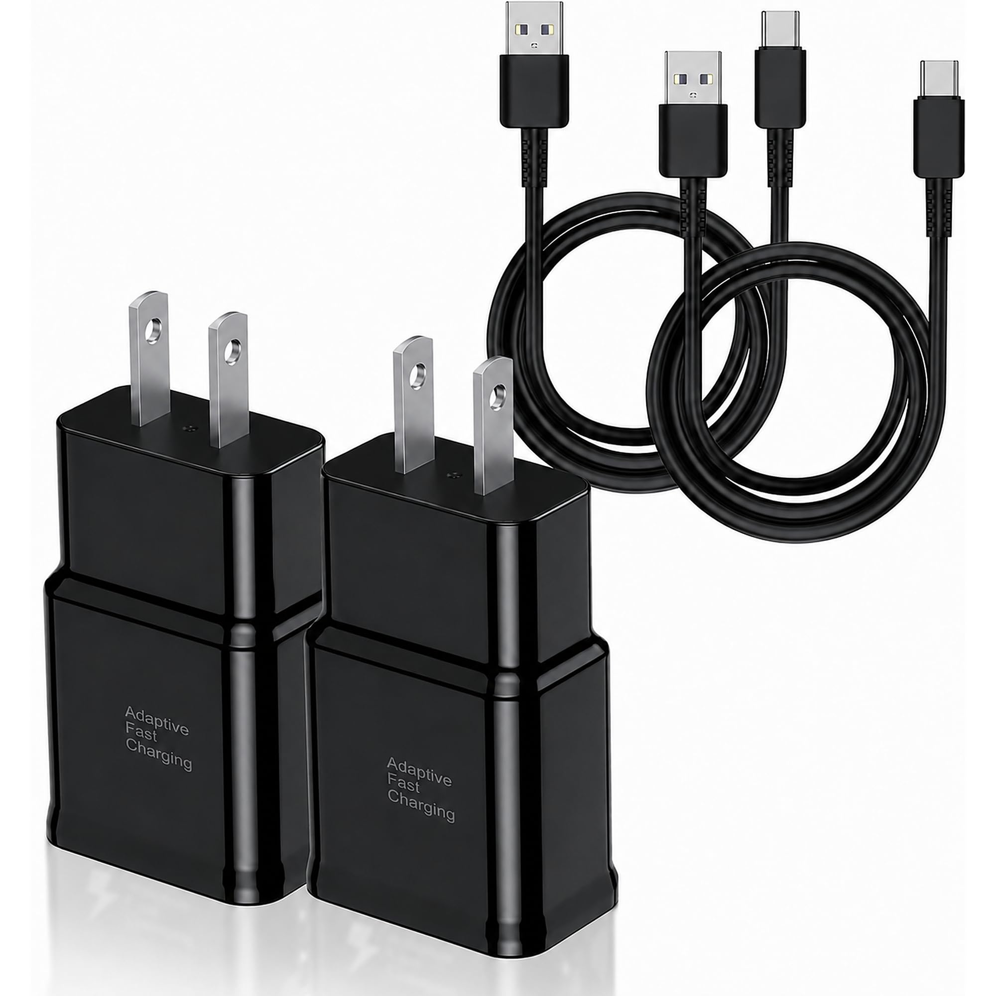 Type C Charger Fast Charging, 2 Pack USB C Android Phone Wall Charger Block & 3ft Charge Cable Cord, for Samsung Galaxy S8/S9/S10 Plus Active S10e, S20/S21 Ultra Plus, Note 8 9 10