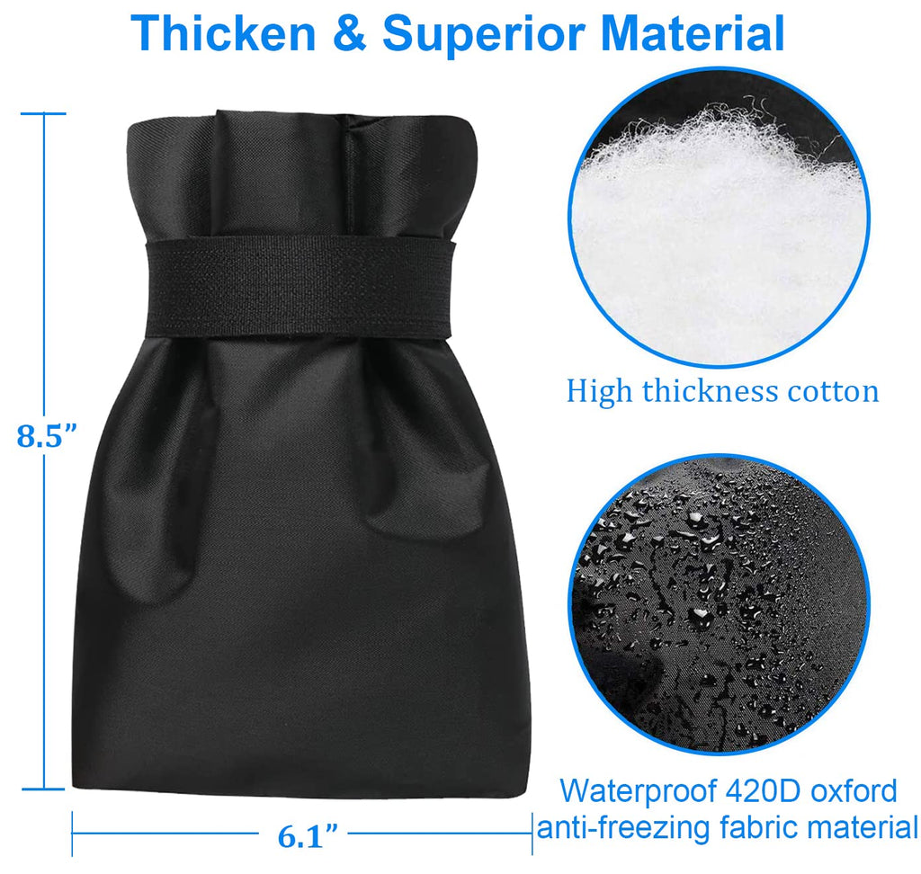 Outdoor Faucet Covers for Winter Freeze Protection, Upgraded Thicken 8.5" H x 6.1" W Outside Garden Faucet Socks for Winter Waterproof Reusable Hose Bibs Insulated Spigot Cover, 2 Pack Black