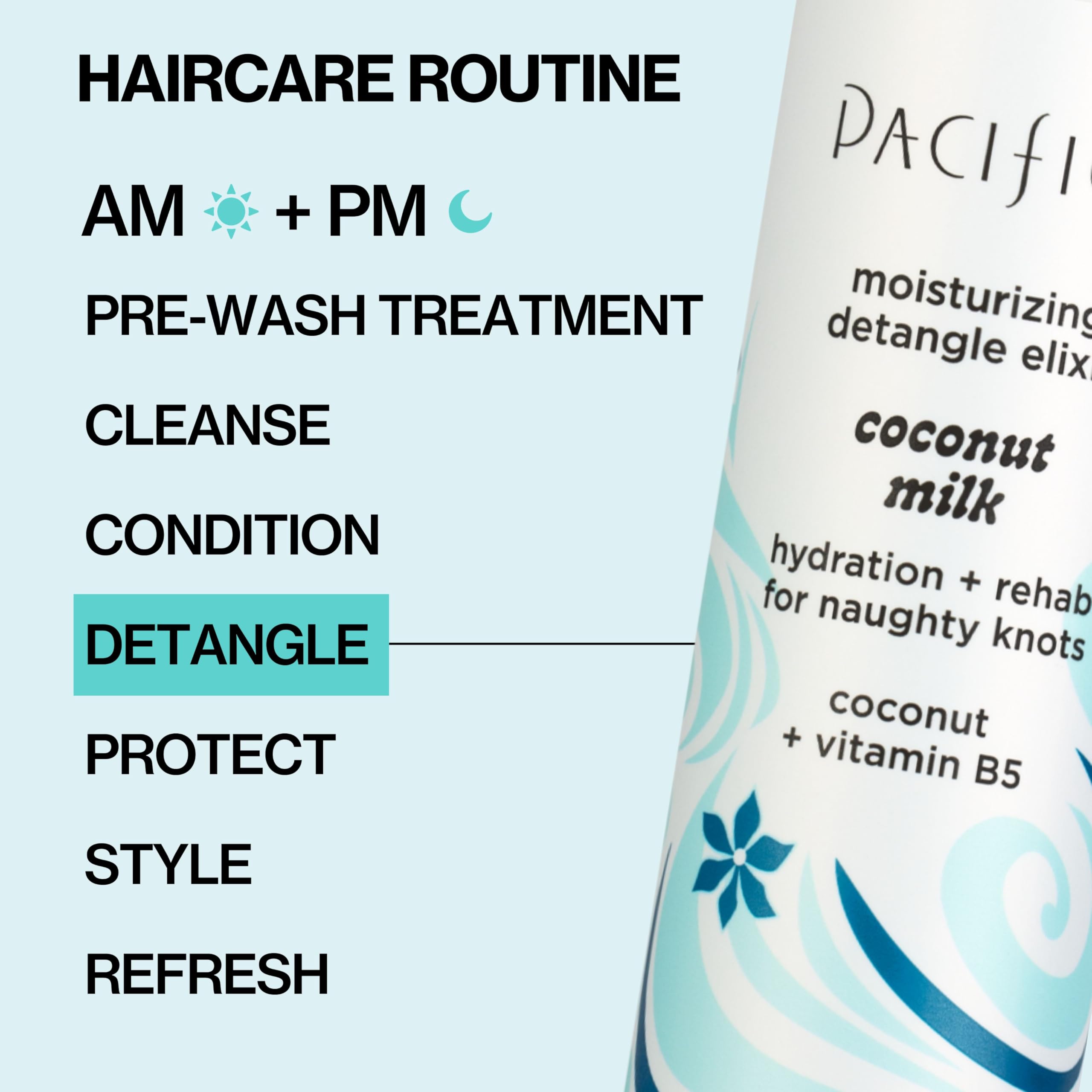 Pacifica Coconut Milk Hair Detangler Spray – Leave-In Conditioning Elixir for Tangle-Free Hair – Instantly Detangles Knots, Adds Shine & Moisture, Prevents Breakage & Frizz – Vegan & Cruelty-Free | Vegan