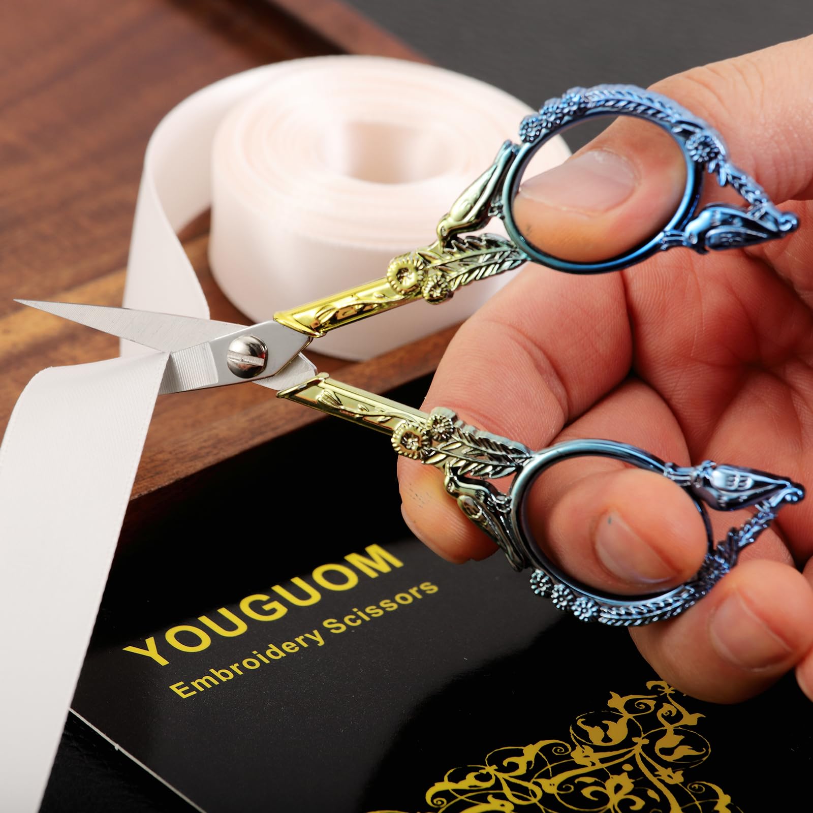 YOUGUOM Small Craft Scissors, Little Travel Sharp Embroidery Scissors All Purpose, Straight Tips Mini Sewing Shears, Precision Detail Thread Cutting Snips