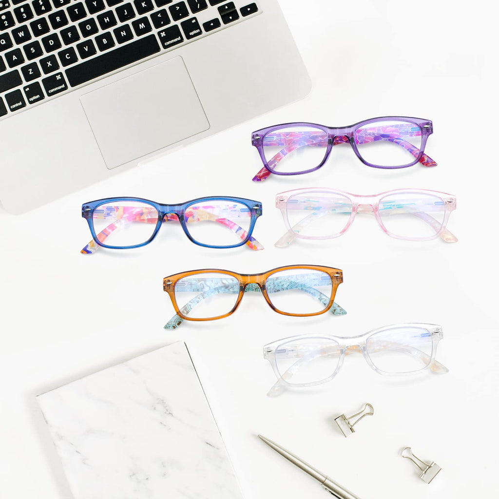 SIGVAN Reading Glasses 5 Packs Blue Light Blocking Eyeglasses Quality Spring Hinge Colorful Computer Readers for Women Men
