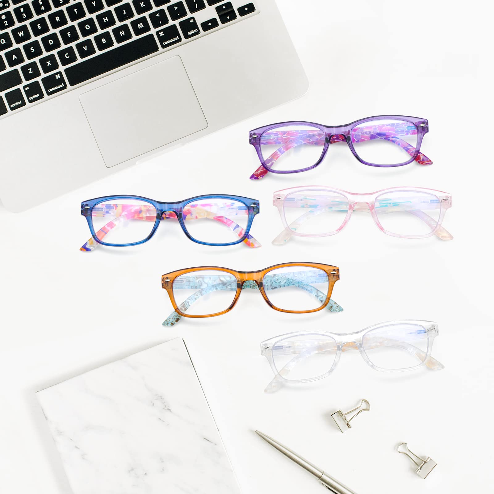 SIGVAN Reading Glasses 5 Packs Blue Light Blocking Eyeglasses Quality Spring Hinge Colorful Computer Readers for Women Men