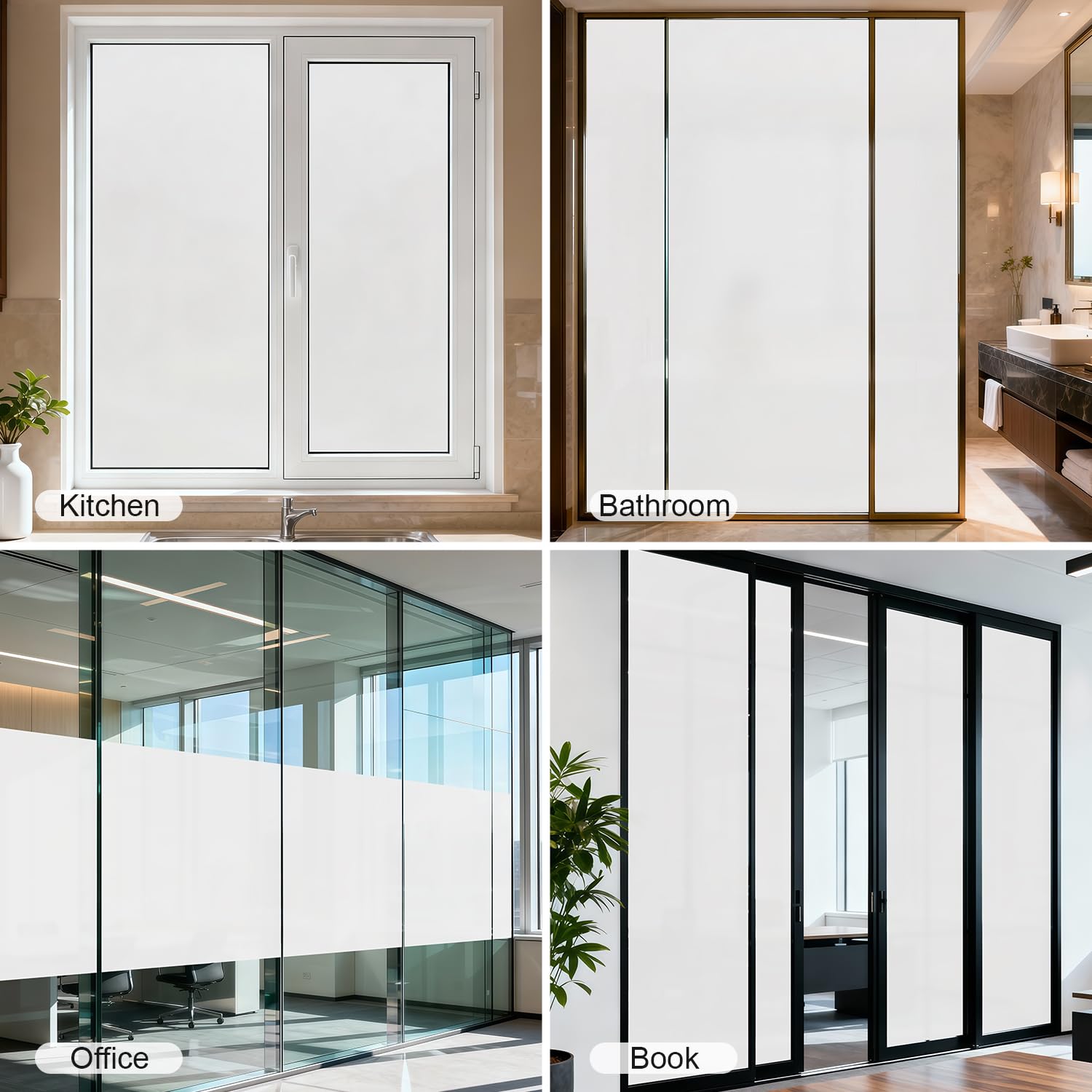 Window Privacy Blinds, Removable Glass Door Privacy Film, Suitable for Bathrooms, Offices, Static Cling Decorative Film, Reusable Window Stickers (Blinds, 17.5 x 78.7 inch)