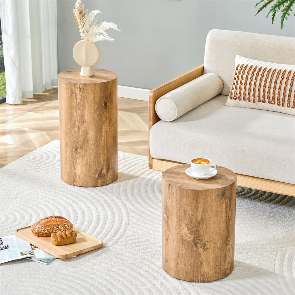 Round Coffee Table, 23.6" Modern Grey Faux Marble Drum Coffee Table, Round Accent Center Table for Living Room Apartment Small Spaces, No Assembly Required