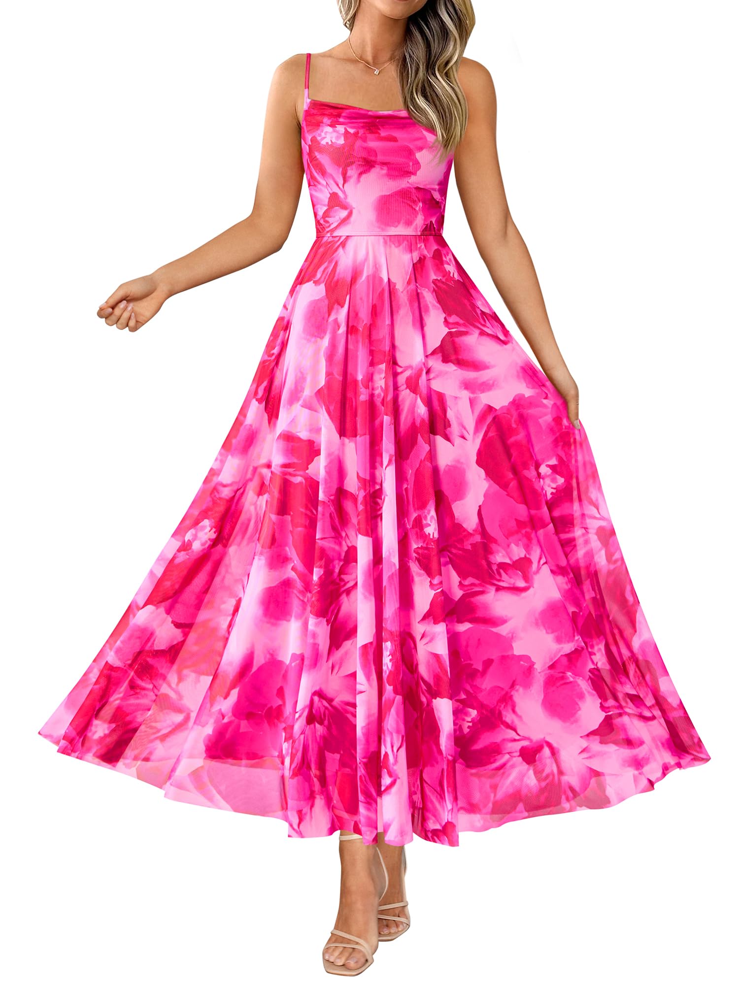 BTFBM Women Summer Floral Maxi Dresses Elegant Spaghetti Strap Dress Printed Party Dress Beach Long Dresses